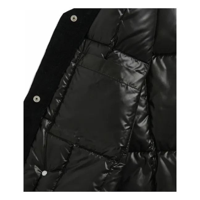 Corduroy Round Collar Jacket  | Black