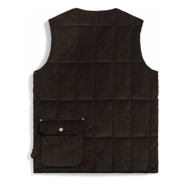 Ärmellose Jacke V-Ausschnitt Button Neck | Braun