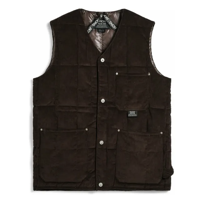 Sleeveless V-neck Button Neck Jacket | Brown