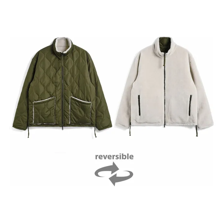 Veste Militaire Réversible Col Montant | Olive- Image produit n°8