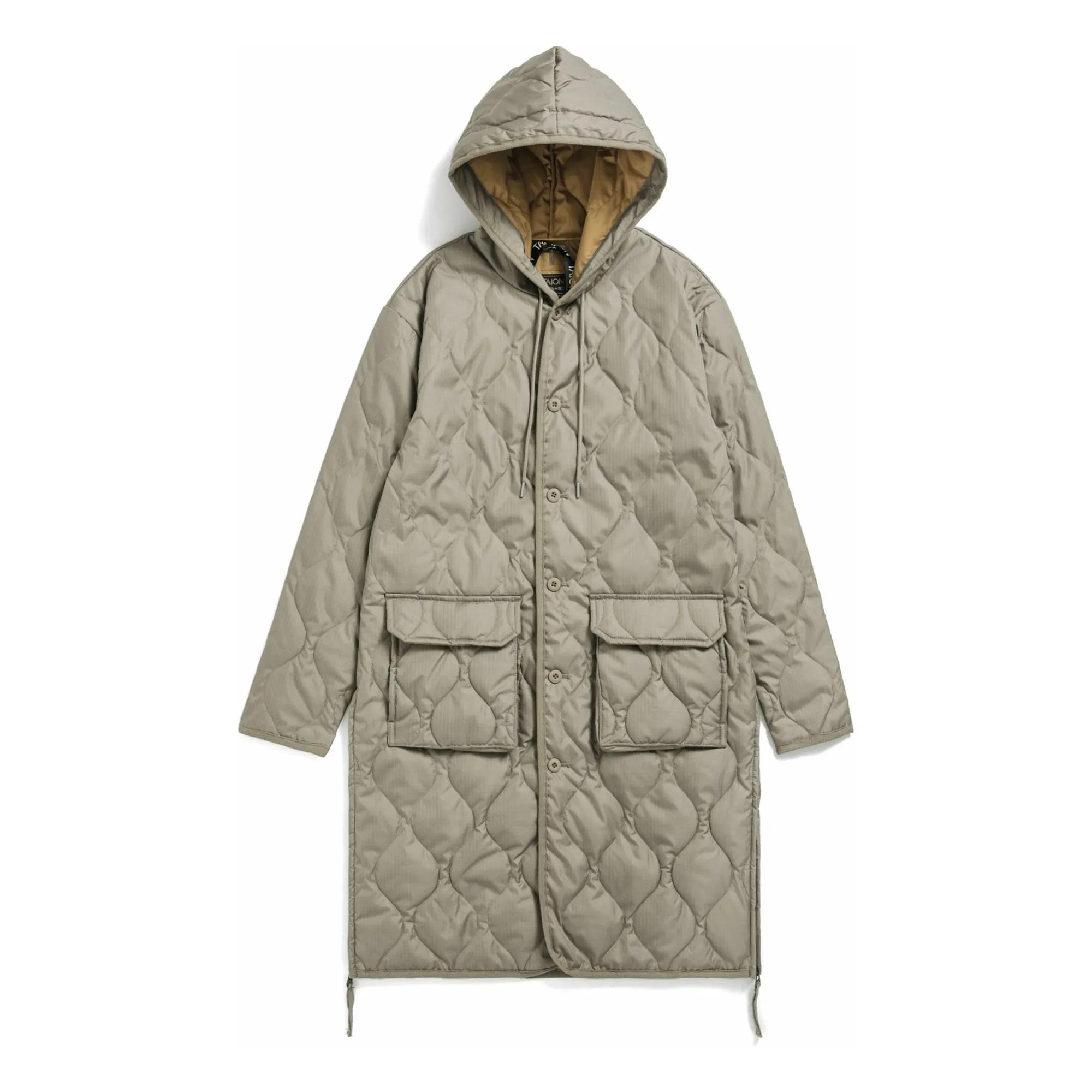 Taion Mocha Long Military Hooded Jacket