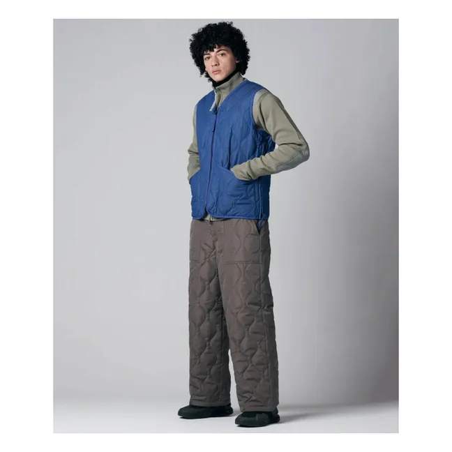 Chaqueta militar unisex sin mangas y cuello en V | Azul índigo