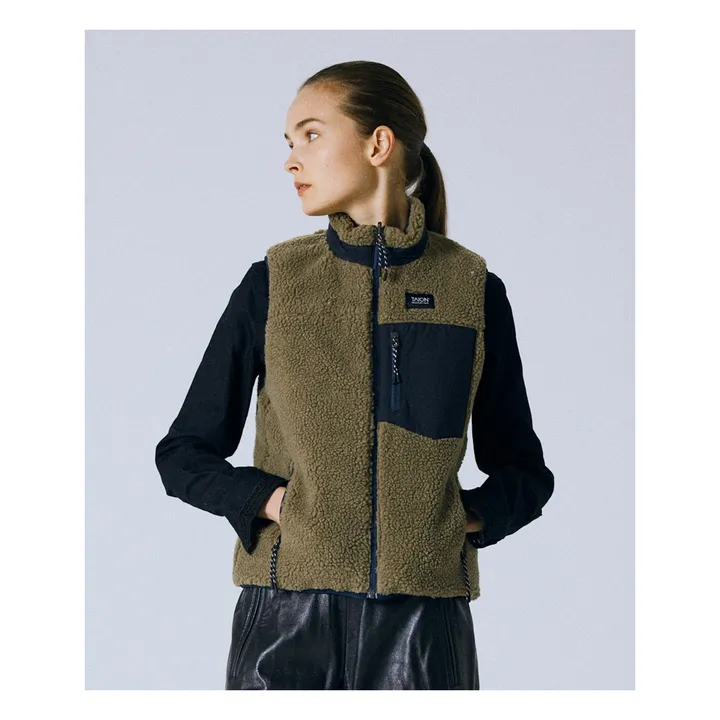 Unisex Reversible Boa Down Sleeveless Jacket | Navy blue - Off-white- Product image n°1