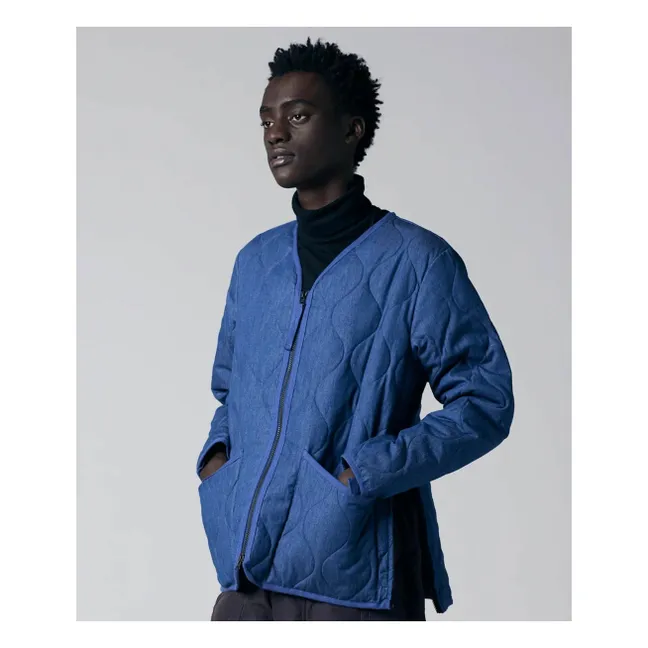 Unisex-Militärjacke mit V-Ausschnitt | Indigoblau