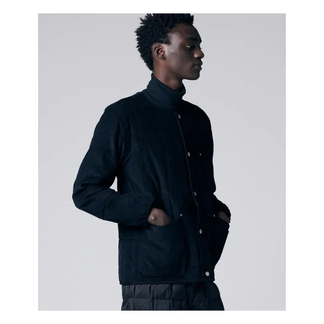 Corduroy Round Collar Jacket  | Black