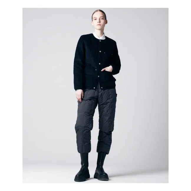 Jacke mit Rundhalsausschnitt aus geripptem Velours  | Schwarz