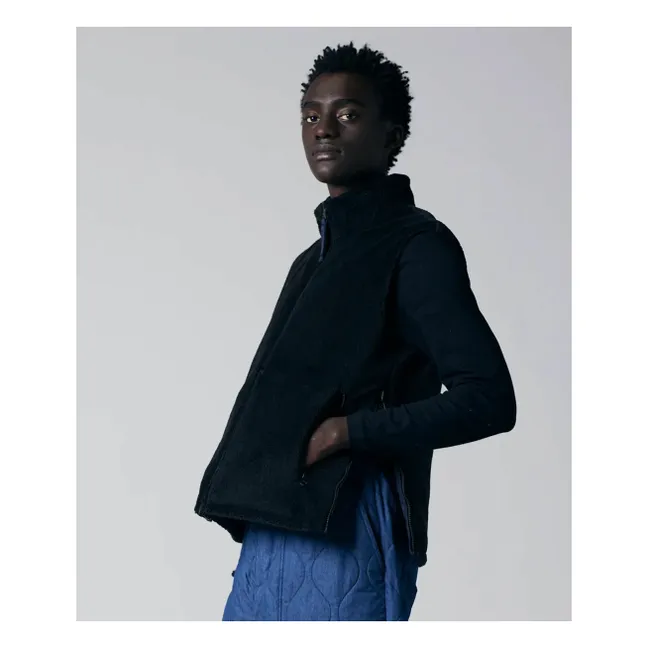 Reversible Military Sleeveless Jacket Stand-up Collar | Navy - Black