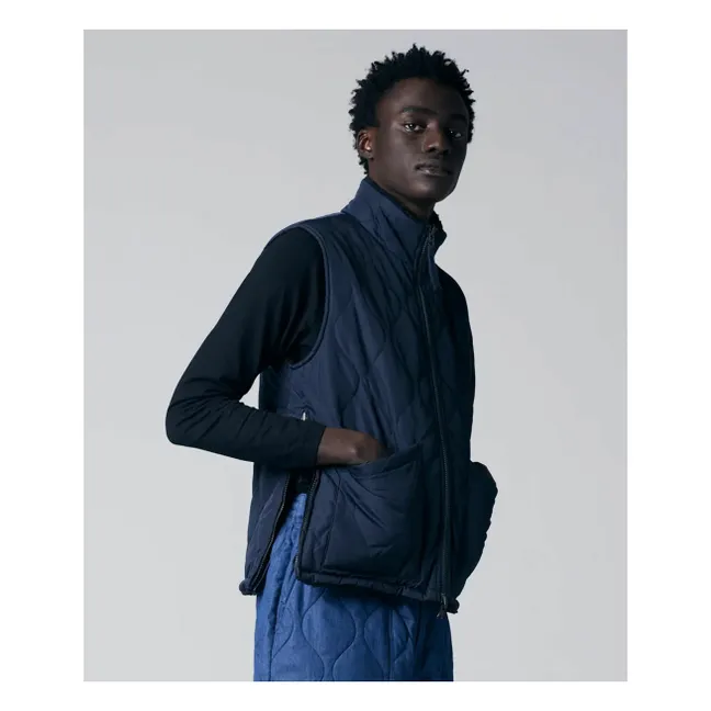 Reversible Military Sleeveless Jacket Stand-up Collar | Navy - Black