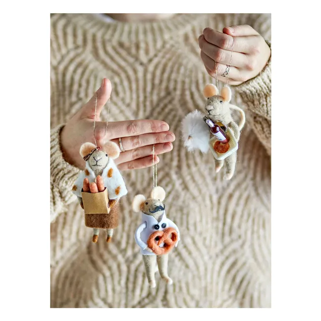 Décoration souris à suspendre en laine Peo - Set de 3 | Multicolore