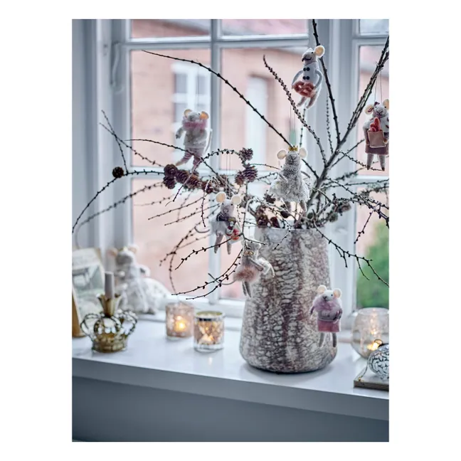 Decoración de ratón colgante de lana Peo - Lote de 2 | Marrón