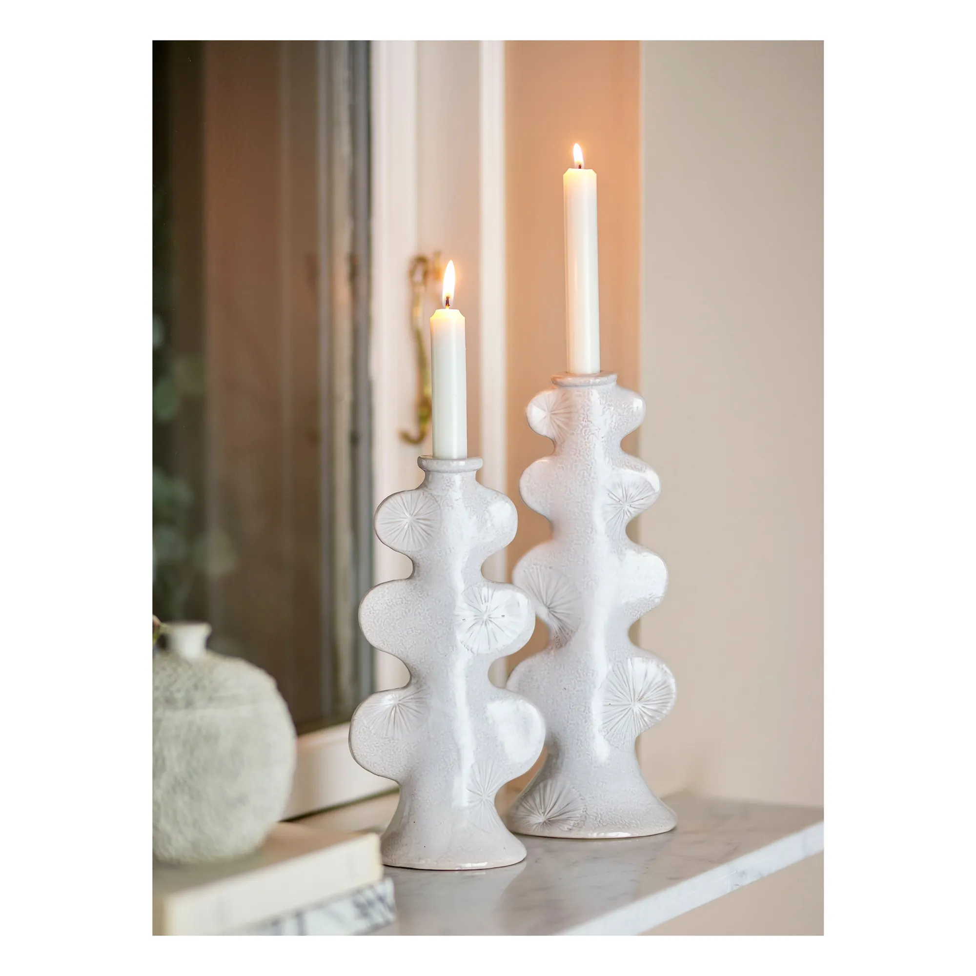 Bloomingville - Bougeoirs Cason en grès - Set de 2 (Bloomingville) - Image 1