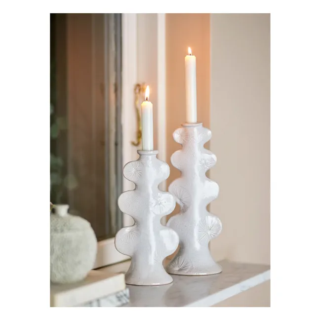 Bougeoirs Cason en grès - Set de 2 | Blanc