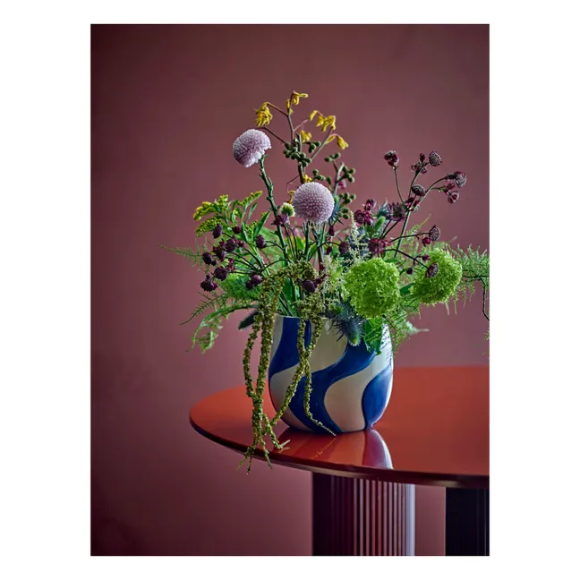 Blumentopf Romy aus Steingut | Blau