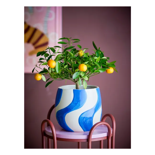 Pot de fleurs Romy en grès | Bleu