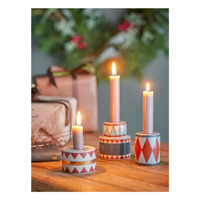 Bougeoirs Bitja en grès - Set de 3 | Multicolore