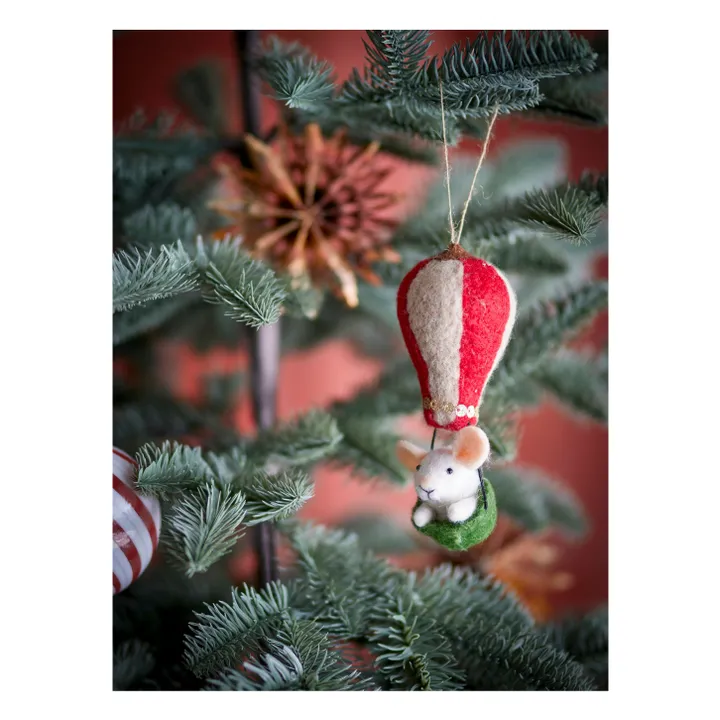 Décoration souris Peo en laine à suspendre | Rouge- Image produit n°1