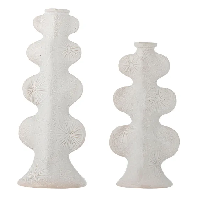 Bougeoirs Cason en grès - Set de 2 | Blanc
