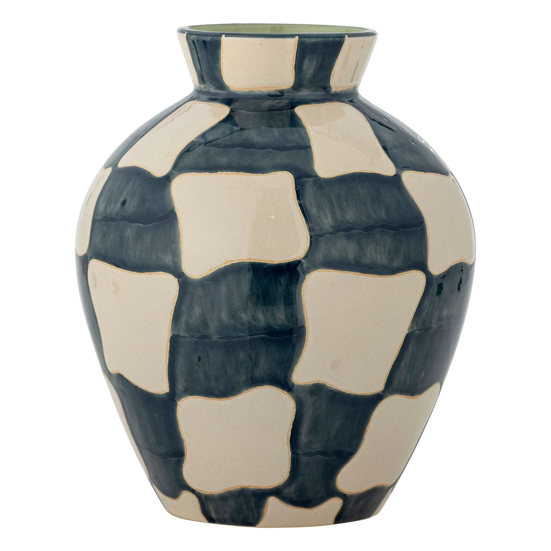 Bloomingville Blue Check Stoneware Vase