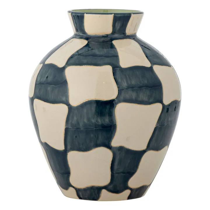 Vase Check aus Sandstein | Blau- Produktbild Nr. 0