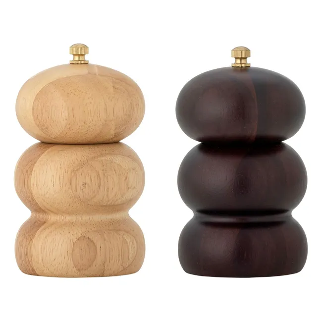 Salt and pepper shaker Marge in rubber wood | Natural