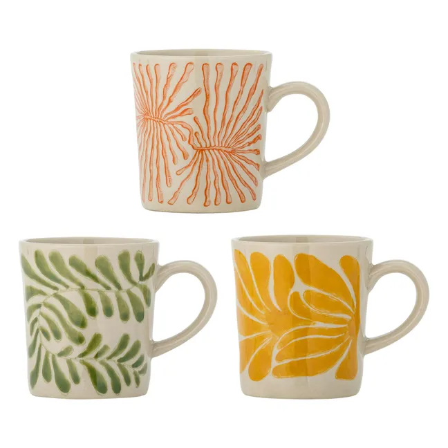 Tasses Fauni en grès - Set de 3 | Multicolore