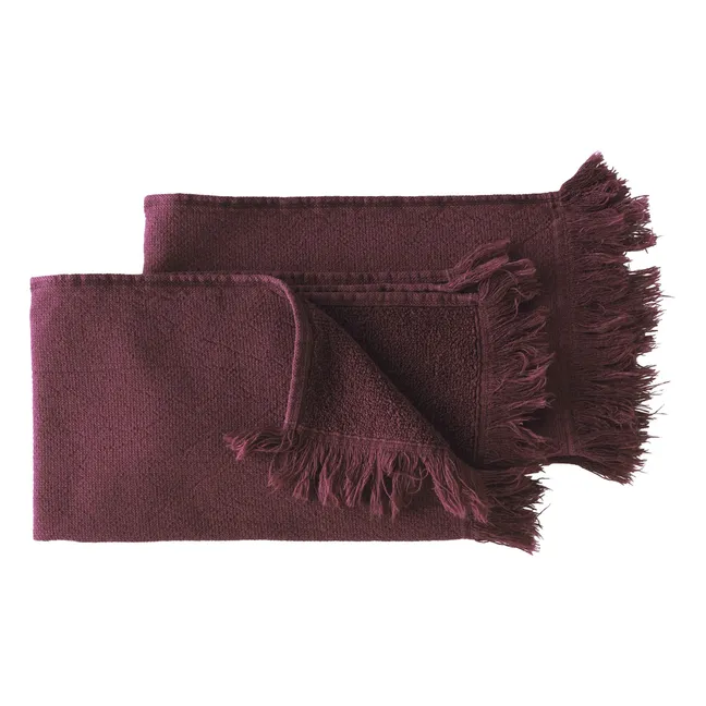 Luna organic cotton guest towels - Set of 2 | Burgundy