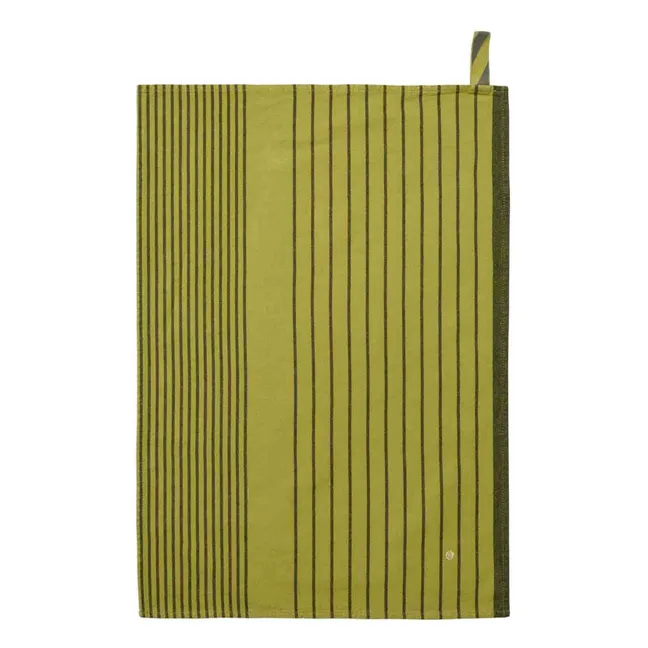 Piero organic cotton striped tea towel | Pistachio green