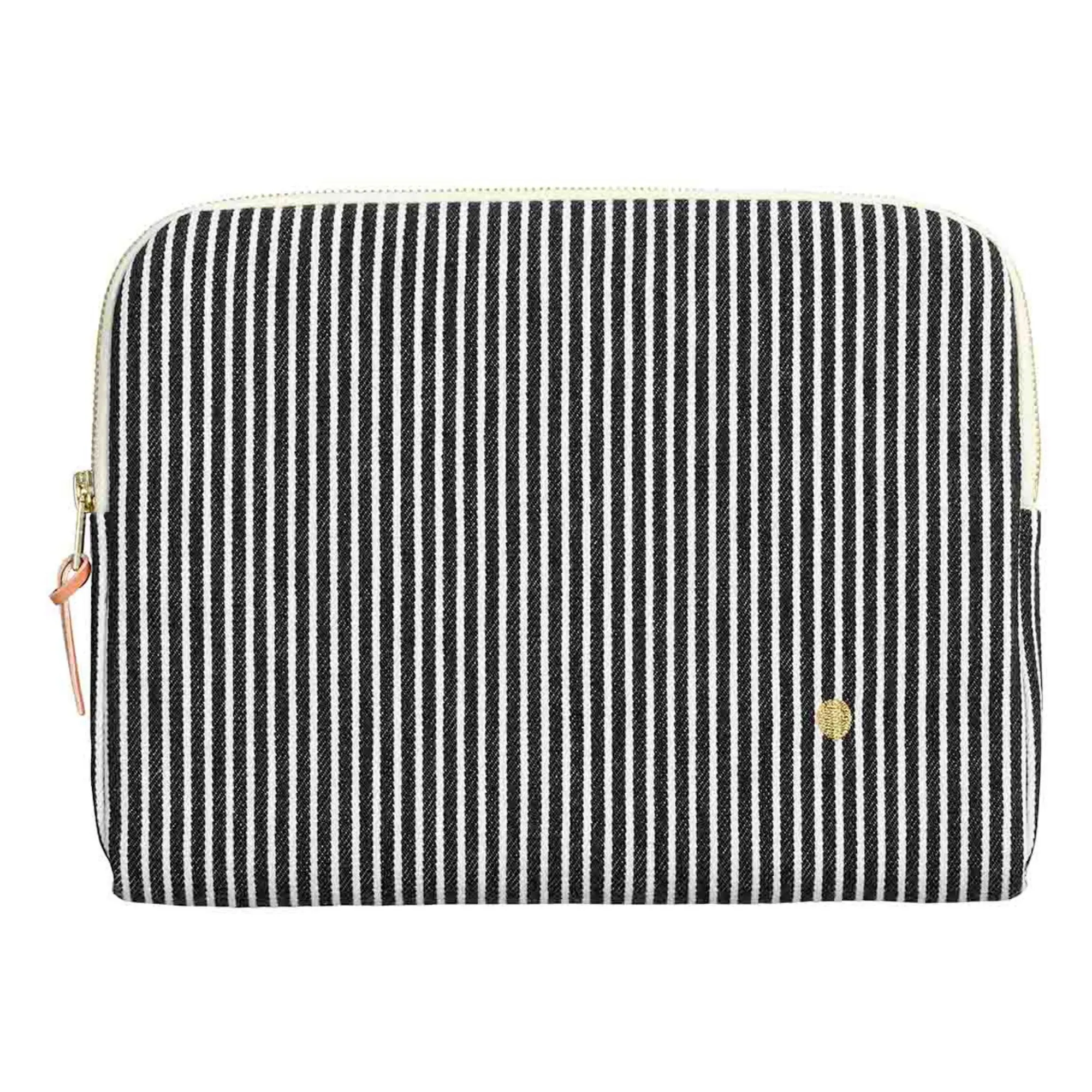 La Cerise Sur Le Gâteau Caviar Striped Ipad Cover In Organic Cotton Basile