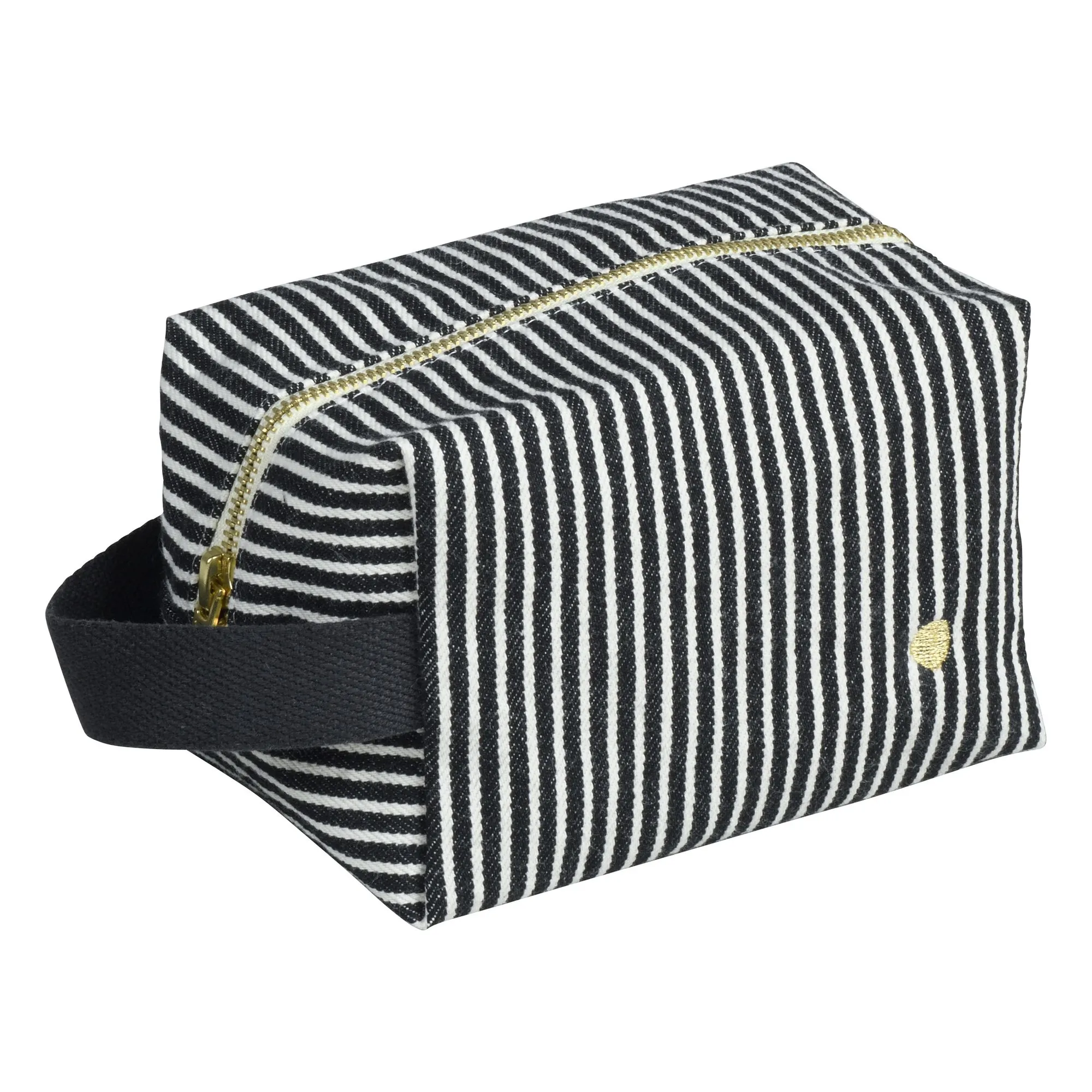 La Cerise Sur Le Gâteau Caviar Basile Organic Cotton Striped Cube Toiletry Bag