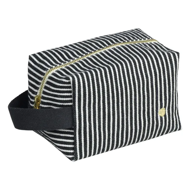 Basile organic cotton striped Cube toiletry bag | Caviar