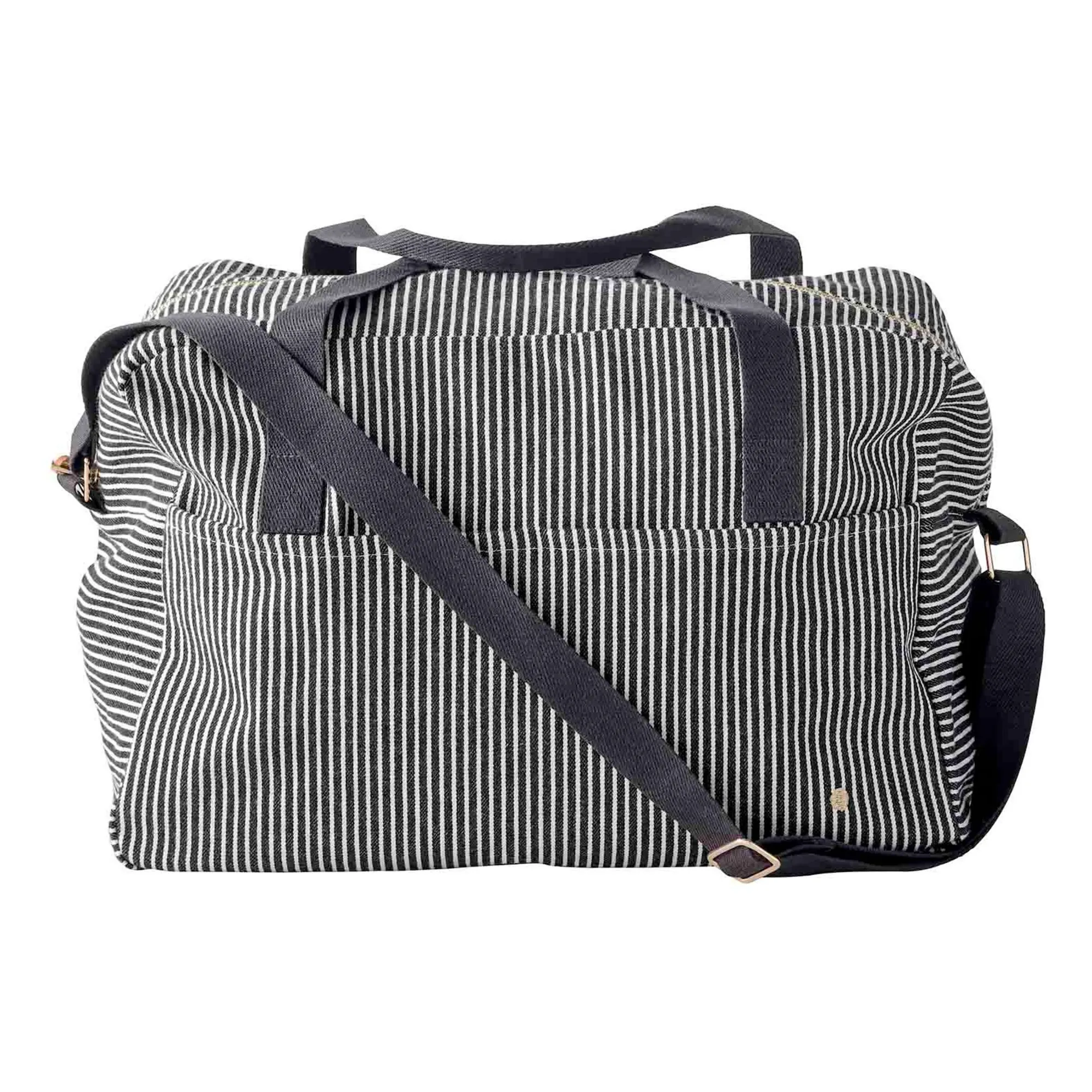 La Cerise Sur Le Gâteau Caviar Basile Organic Cotton Striped Travel Bag