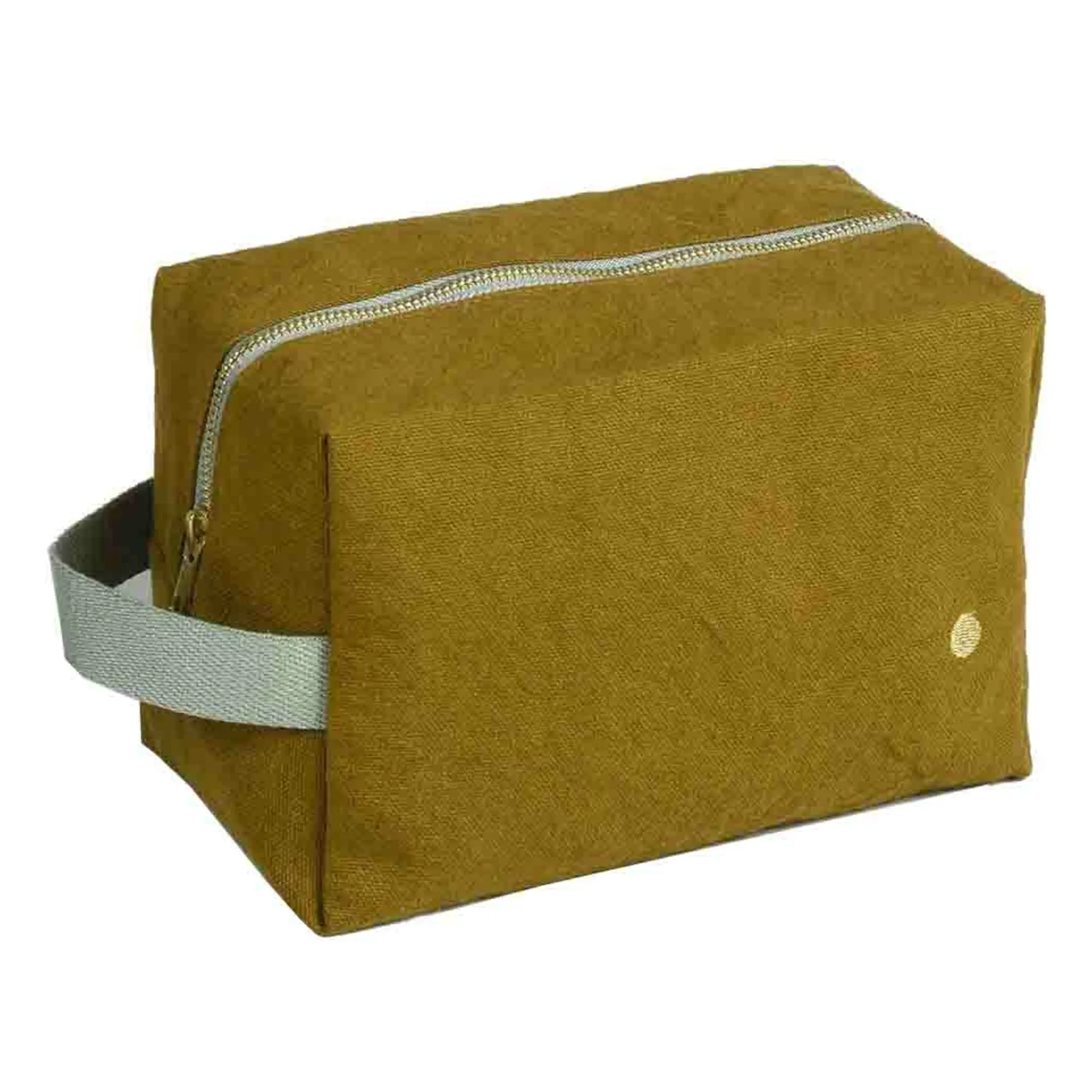 La Cerise Sur Le Gâteau Gold Cube Toiletry Bag In Organic Cotton Iona