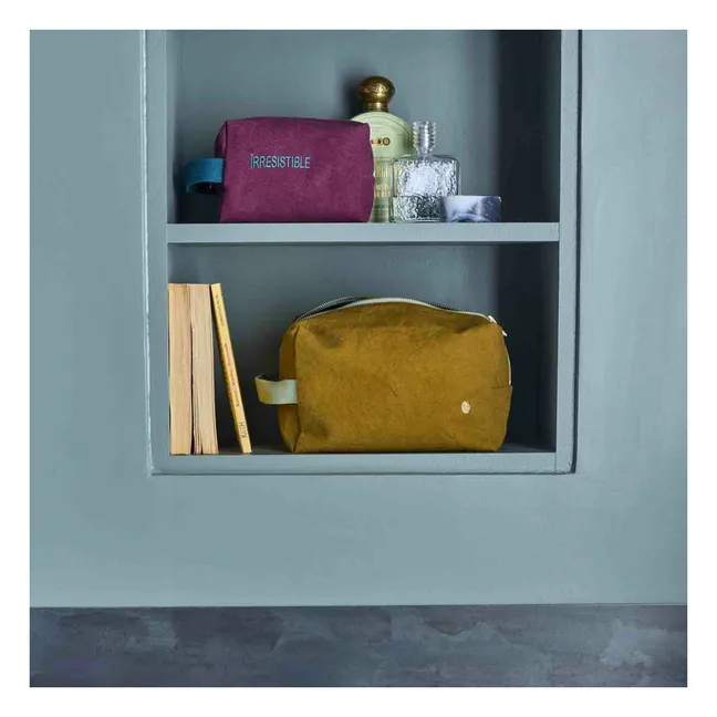 Cube toiletry bag in organic cotton Iona | Gold