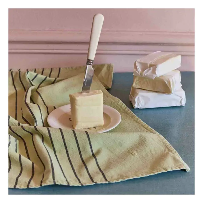 Piero organic cotton striped tea towel | Pale yellow