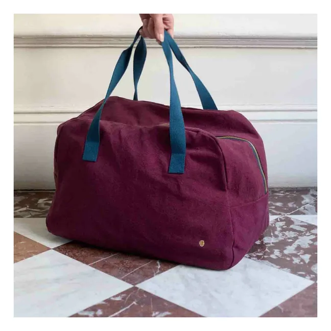 Bolsa de fin de semana Iona de algodón orgánico | Burdeos