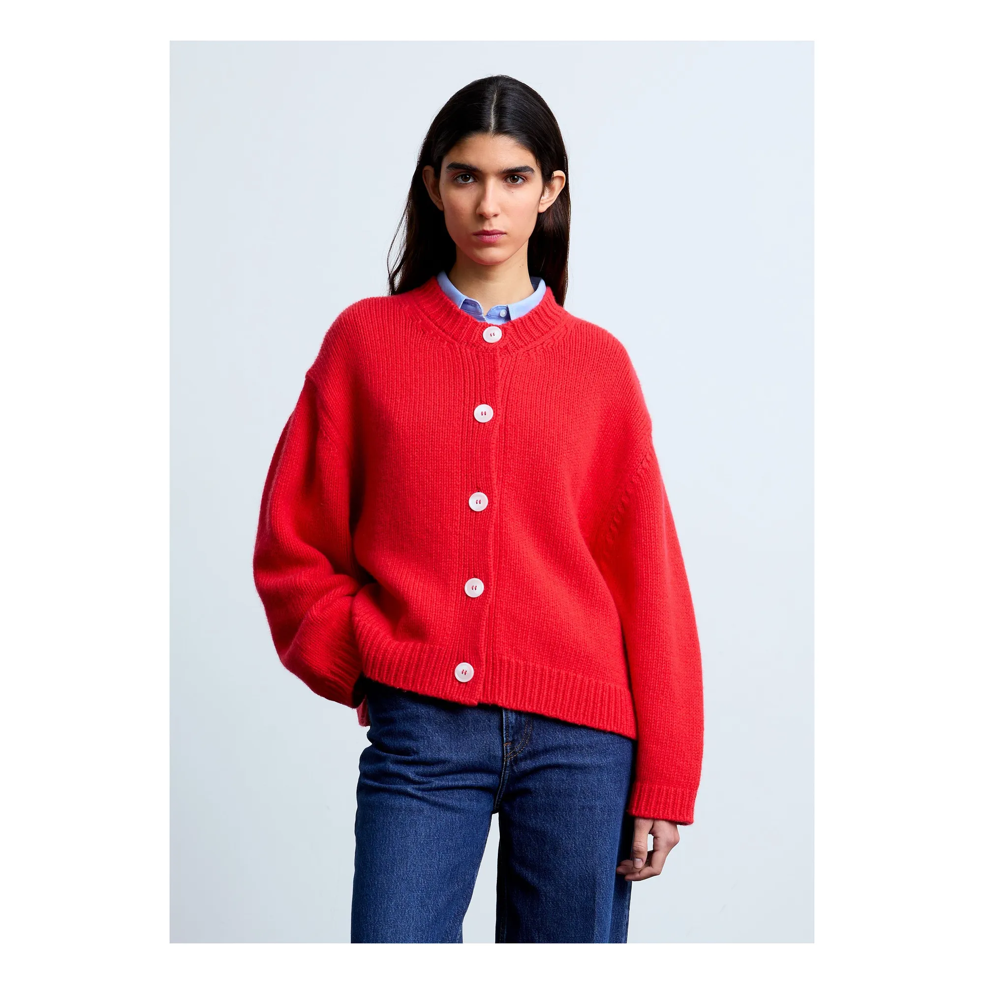 Surprise Paris Red Emma Merino Wool And Cashmere Cardigan