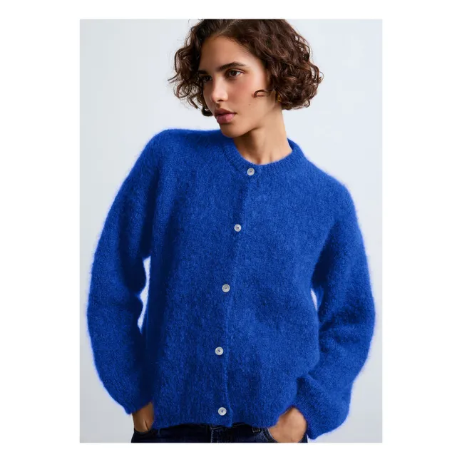 Chaqueta de punto Olivia Super Kid Mohair | Azul eléctrico