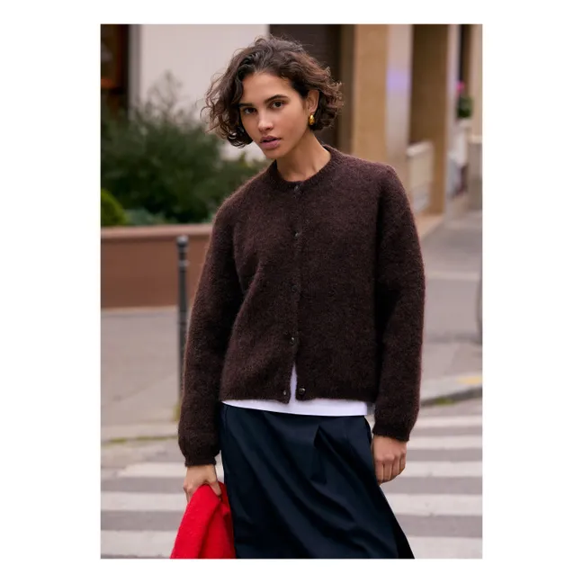 Strickjacke Olivia Super Kid Mohair | Schokoladenbraun