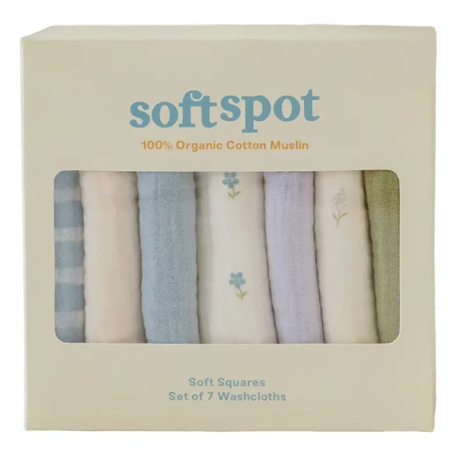 Serviettes Cottage en coton bio - Set de 7 | Bleu