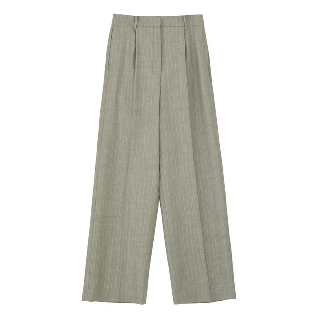 Pantalon Thom Rayé Laine | Gris clair
