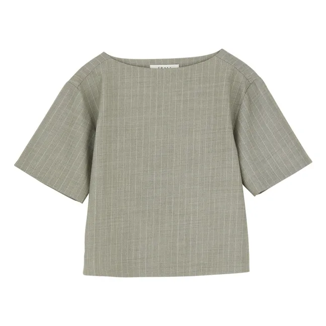 Blouse Blond Rayée Laine | Gris clair
