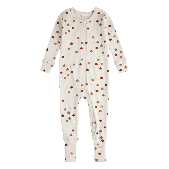 Pyjama Convertible Côtelé Citrouilles Coton Bio | Gris- Image produit n°0