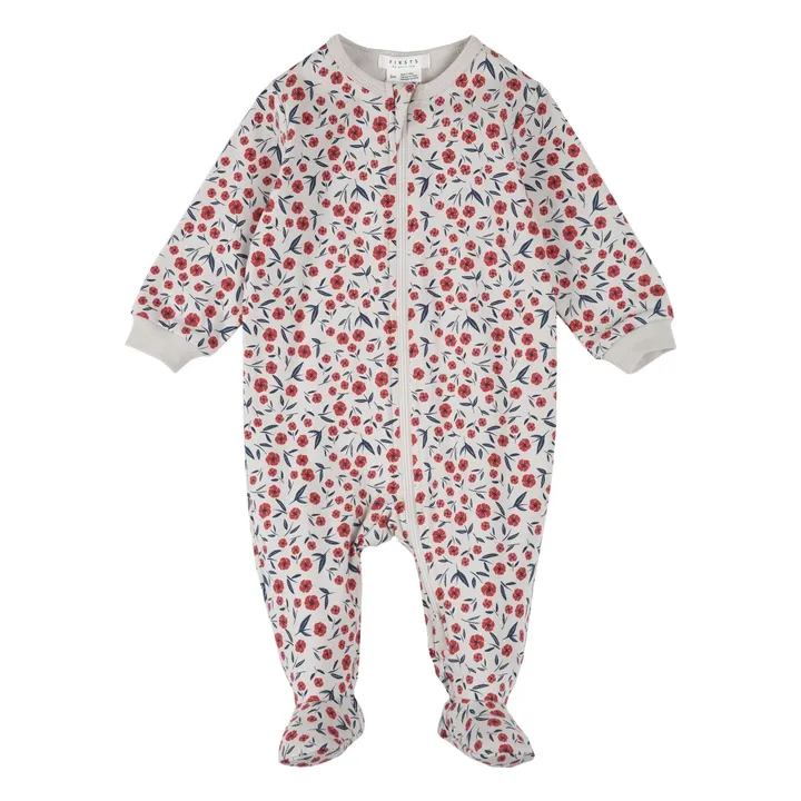 Pyjama Coquelicots Coton Bio | Beige- Image produit n°0