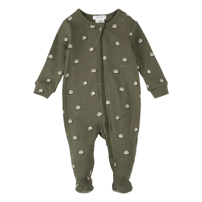 Pyjama Côtelé Escargots Coton Bio | Vert