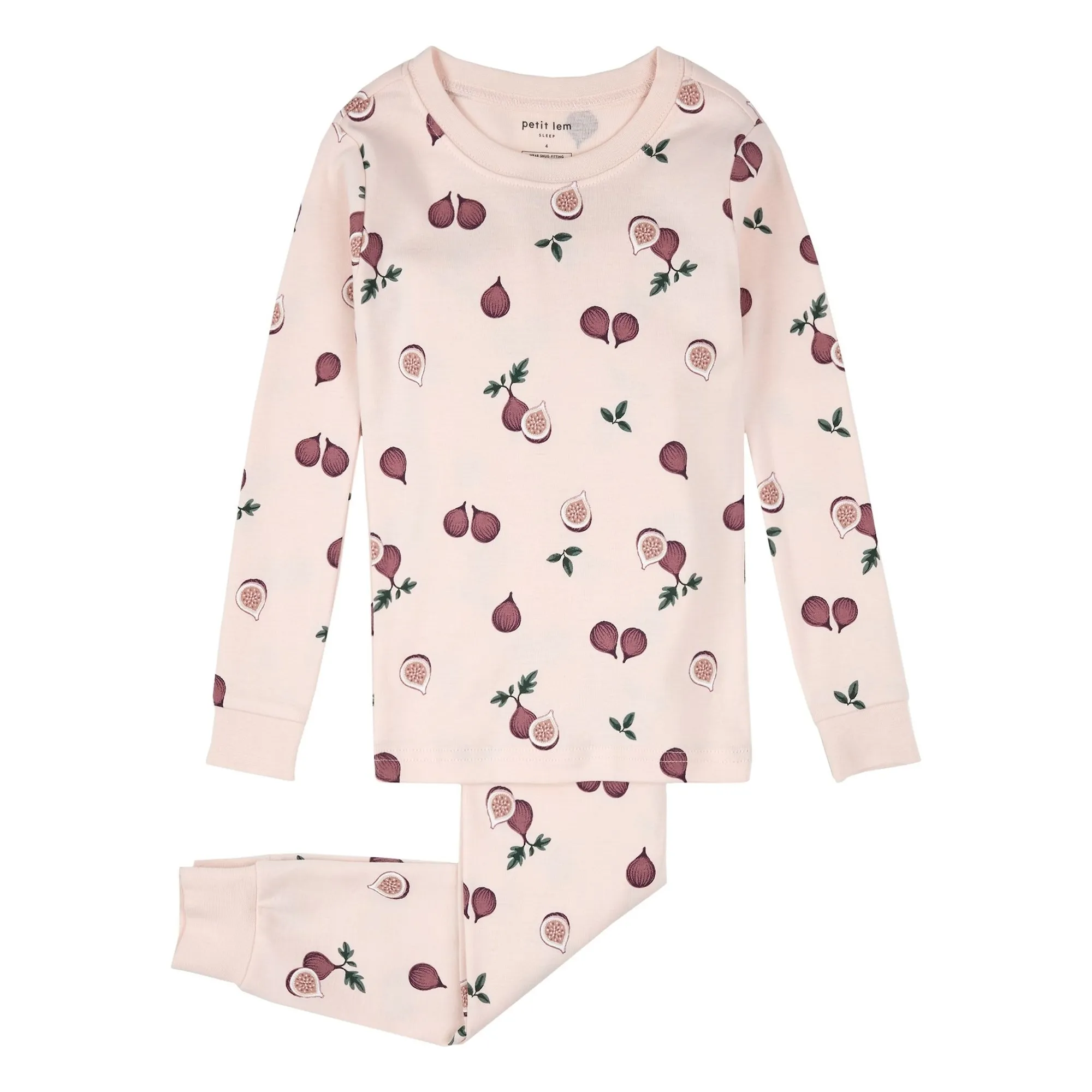 Petit Lem Pale Pink Pyjamas Figs Organic Cotton