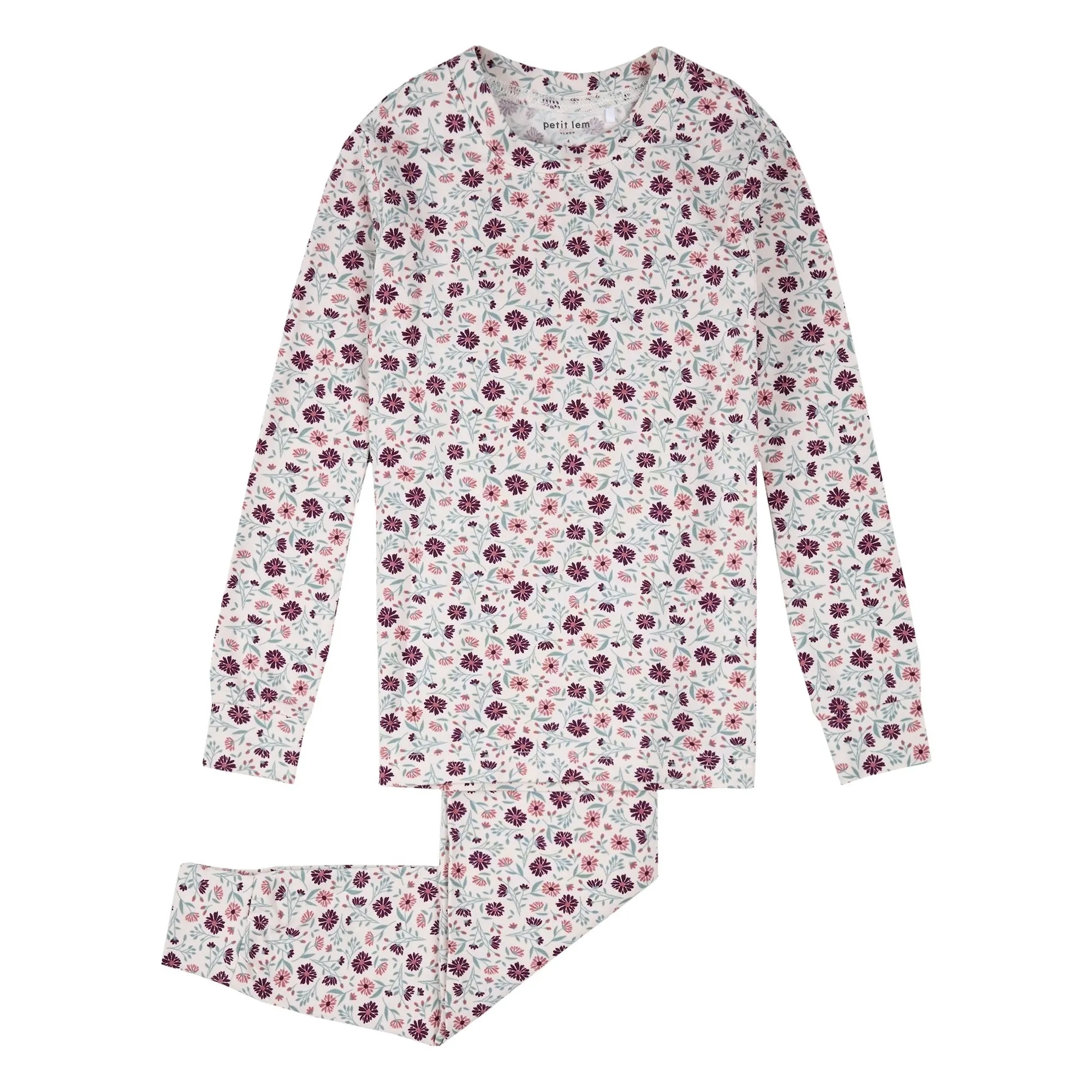 Petit Lem Beige Modal And Organic Cotton Floral Pyjamas