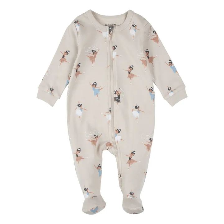 Pijama con pies de bailarina Algodón orgánico | Verde Pálido- Imagen del producto n°0