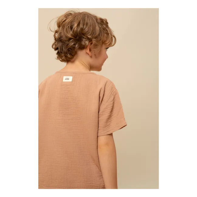 T-shirt Orso in garza di cotone | Rosa antico