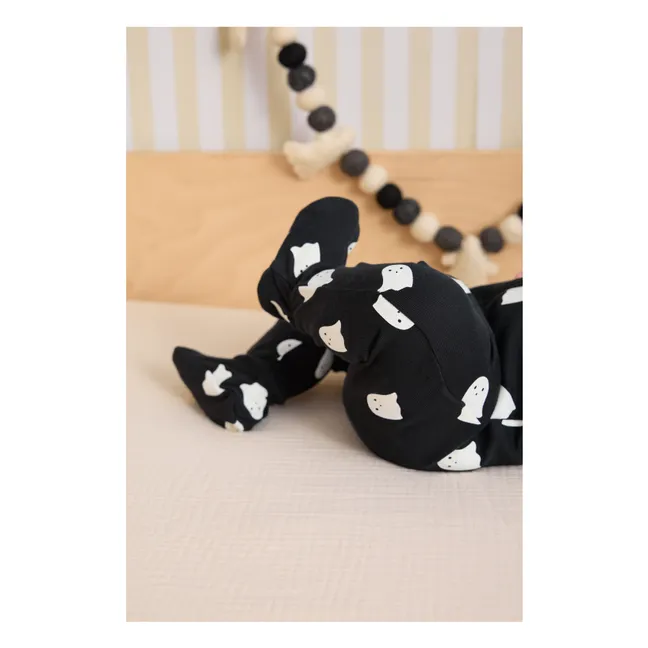 Pyjama Avec Pieds Fantômes Phosphorescents Coton Bio | Noir