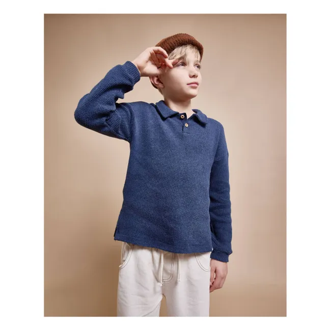 Polo Waffle | Bleu marine